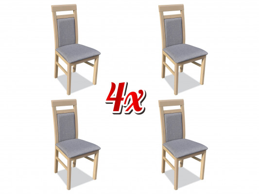 Group of Chairs Set Textile Fabric Wood Upholstered Dining Room Chairs 4x Chair