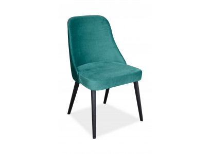 Dining room chairs with fabric upholstery and seat pads, wooden chair, green wood, modern, new.