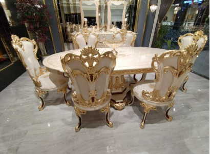 Dining room set 6x chairs dining group wood upholstered chair luxury chair textile new