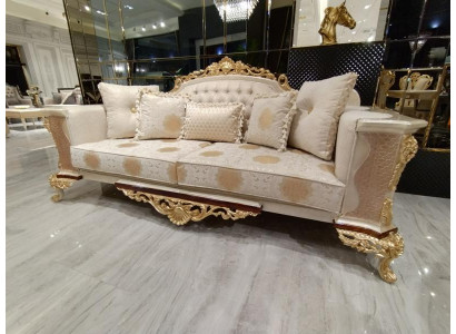 Three-seater design sofa 3-seater couches textile Chesterfield sofa 3-seater fabric new