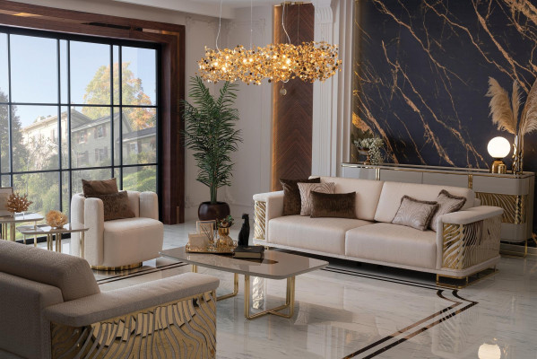 Luxury Sofa Set 4+3 Seater Armchair Coffee Table Modern 4-Piece Set Design