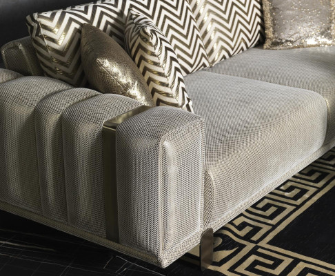 Design Sofa Set 3+2+1 Seater Modern Armchair Luxury Furniture Fabric Gold