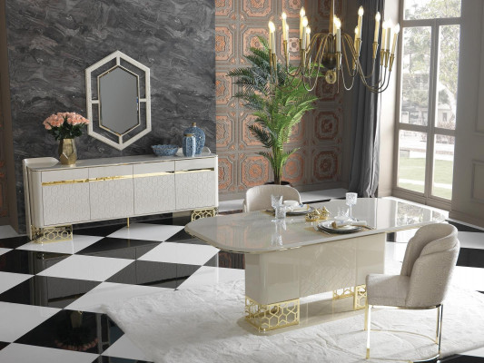 Luxury dining room set: dining table with 4 chairs, dining group, dining set, chair group.