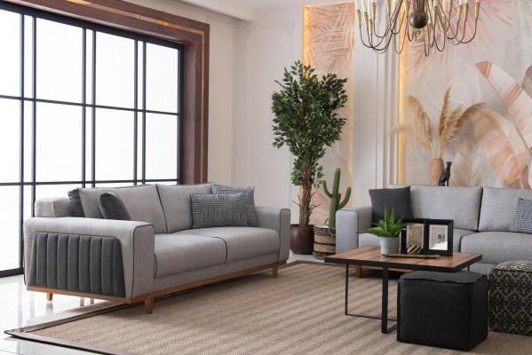 Two-seater fabric sofa couch upholstery Comfortable fabric couch two-seater fabric seat
