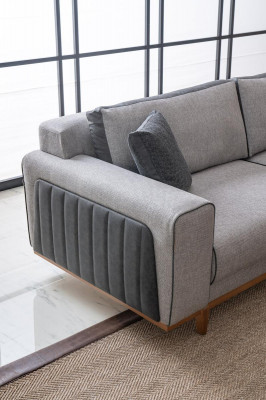 Two-seater fabric sofa couch upholstery Comfortable fabric couch two-seater fabric seat