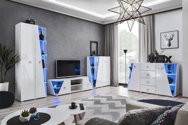 Living room luxury furniture set 3-piece wall unit designer furniture display case wood