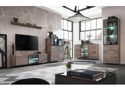 Design living wall TV stand 2x showcase TV lowboard furnishing set 5-piece