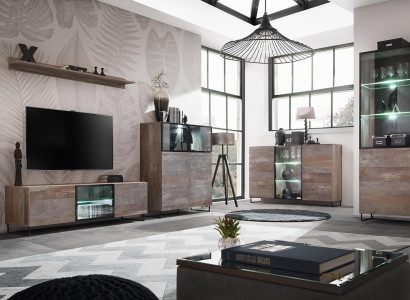 Design living wall TV stand 2x showcase TV lowboard furnishing set 5-piece