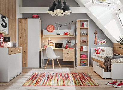 Children's room set, 6-piece bedroom furniture wardrobe, design complete new