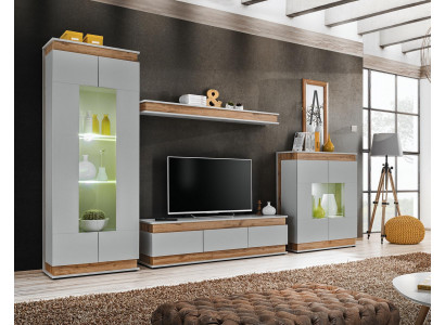 Luxury Modern Living Room Set 4-piece. Wall Unit Display Cabinet Shelf Wood Furniture New