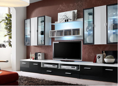 Modern design wall unit TV stand wooden living room furniture TV setup