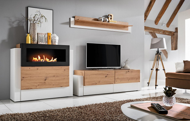 Designer white living room wall unit luxury sideboard with fireplace living room furniture