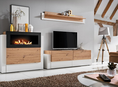 Designer white living room wall unit luxury sideboard with fireplace living room furniture