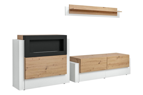 Designer white living room wall unit luxury sideboard with fireplace living room furniture