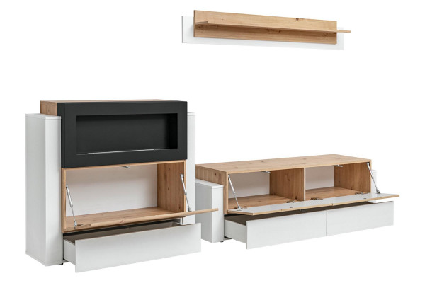 Designer white living room wall unit luxury sideboard with fireplace living room furniture