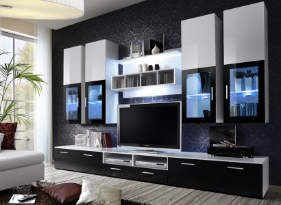 Modern design wall unit wood wall shelves complete TV stand furniture