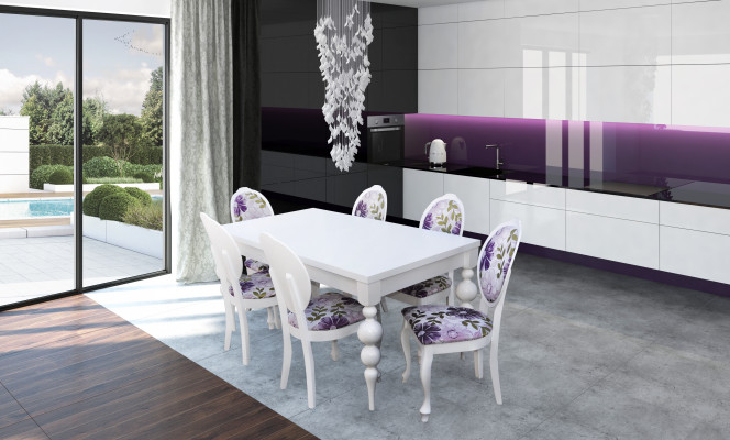 Designer table with 6 chairs, chair set, wooden tables, dining room suite.