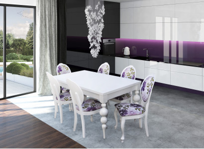 Designer table with 6 chairs, chair set, wooden tables, dining room suite.