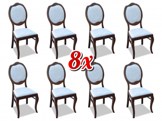 Chair Group 8x Chairs Set Living - Dining Room Ensemble Wood Leather Textile New