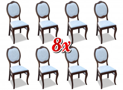 Chair Group 8x Chairs Set Living - Dining Room Ensemble Wood Leather Textile New