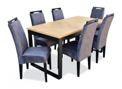 Classic Dining Room Set Rectangular Table 6 Chairs Armchair Set 7-piece.