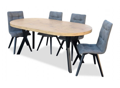 Dining table 4 x chairs dining room set dining group luxury chairs table 5-piece set.