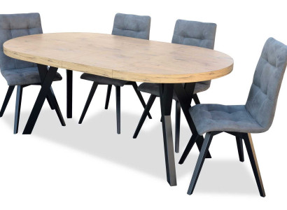 Dining table 4 x chairs dining room set dining group luxury chairs table 5-piece set.