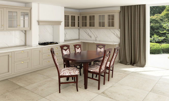 Classic dining room set wooden table with 6 chairs chair design