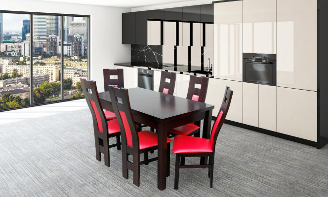 Complete set dining table + 6 chairs dining room set wood tables dining group table 7-piece set