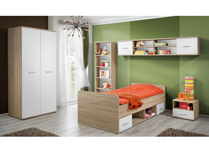 Complete children's room set, nightstand, designer bed, modern wardrobe furniture