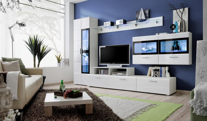 Luxury living room wall unit set, TV stand, display cabinet, wooden wall cabinet, new
