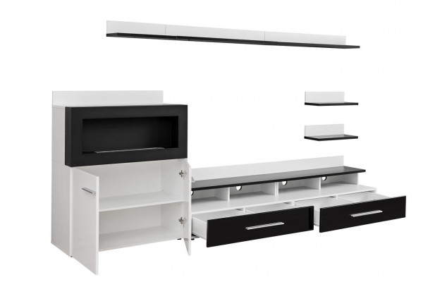 Wall unit TV stand dresser with built-in fireplace designer furniture modern