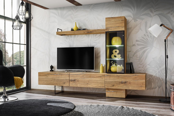 Living Room Wall Unit Designer Living Room Set Lowboard Wall Shelf TV Stand New Furniture