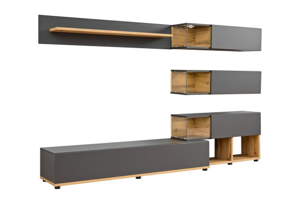 Luxury Living Room Wall Shelf Unit TV Stand Modern Wood Designer