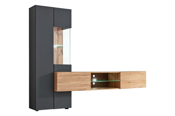 Gray Complete Wall Unit Luxury Designer Shelf Living Room New Furniture