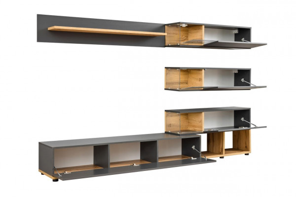 Luxury Living Room Wall Shelf Unit TV Stand Modern Wood Designer
