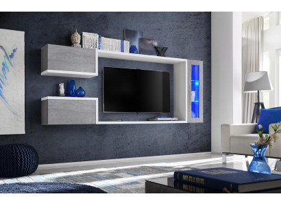 Living room wall unit set designer furniture cabinet modern wood shelves new