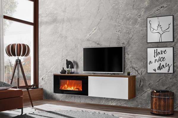 Modern TV stand with fireplace luxury living room new design furniture wood