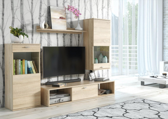 Modern wall unit display cabinet TV stand living room wall shelves new
