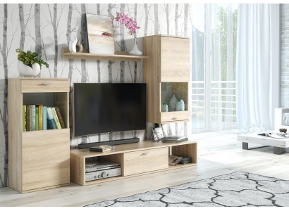 Modern wall unit display cabinet TV stand living room wall shelves new