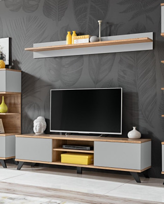 Living room luxury set TV stand modern shelf furniture wood designer