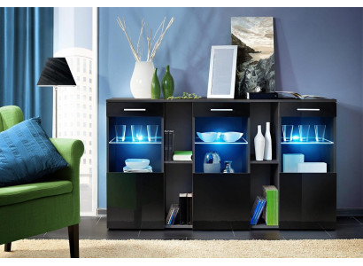 Black Sideboard Designer Dresser Living Room Modern Wood Furniture