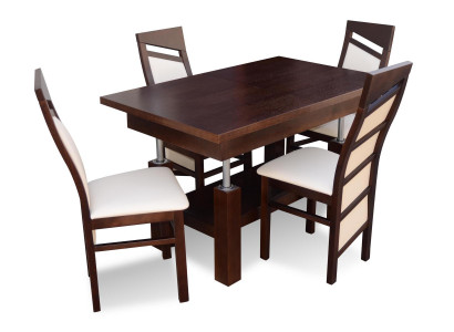 Design dining room set ensemble 5-piece wood furniture kitchen 4x chair table armchairs