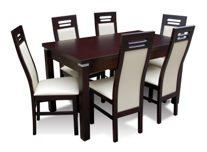 Wood Designer Dining Table + 6 Chairs Set Ensemble Room Group 7 pcs. Tables New