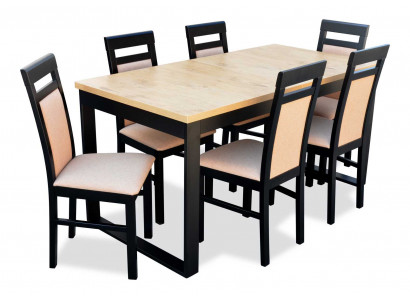 Modern dining table wooden dining room set 6x chairs set 7-piece set