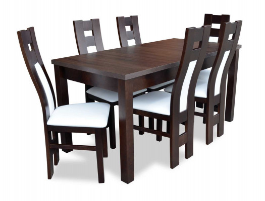 Classic dining table wood dining room set 6x chairs set brown
