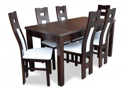 Classic dining table wood dining room set 6x chairs set brown