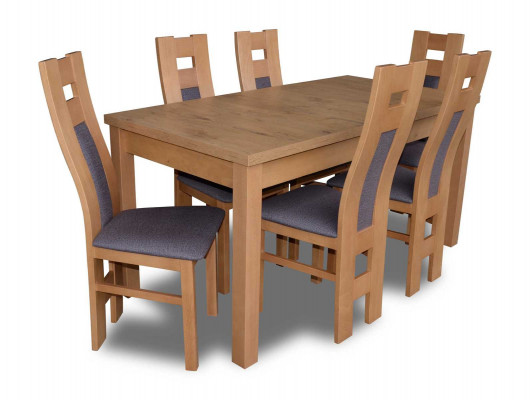 Classic dining table wood dining room set 6x chairs set brown