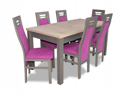 Dining table made of wood, dining room set, 6x chair set, chairs, modern furniture groups