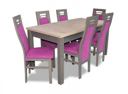 Dining table made of wood, dining room set, 6x chair set, chairs, modern furniture groups
